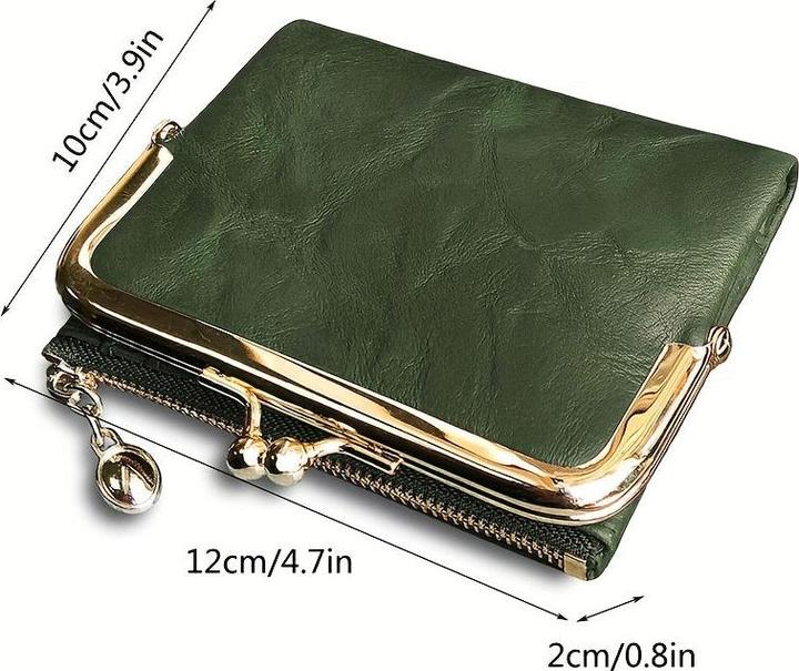 Actual product image Only-Bags.Store Solid colour versatile short wallet, Vintage Clutch Coin Purse Credit Card Holder with