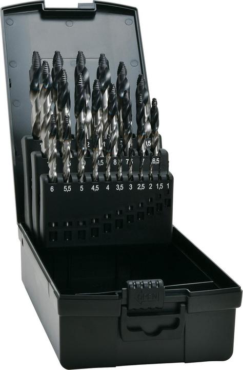 Actual product image Exact 74562 HSS-G TiAIN Twist Drill Set 1 mm, 1.5 mm, 2 mm, 2.5 mm, 3 mm, 3.5 mm, 4 mm, 4.5 mm, 5 (6 mm, 12 mm, 1 mm, 6.5 mm, 5.5 mm, 10 mm, 10.5 mm, 12.5 mm, 1.5 mm, 7 mm, 11 mm, 3 mm, 5 mm, 8.5 mm, 11.5 mm, 8 mm, 2.5 mm, 9 mm, 3.5 mm, 4.5 mm, 2 mm, 7.5 mm, 13 mm, 9.5 mm, 4 mm)
