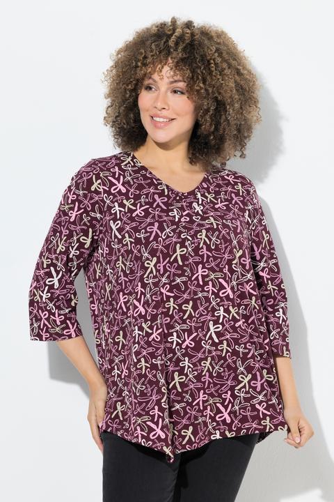 Immagine prodotto Ulla Popken Maglia dal taglio svasato con pieghe decorative, scollo a V e maniche a 3/4 (62)