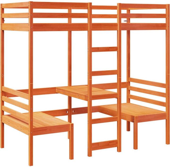 Produktbild vidaXL Hochbett mit Schreibtisch & Stühlen (80 x 200 cm)