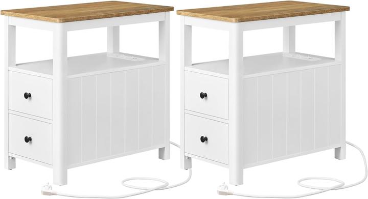 Vasagle 2er Beistelltisch-Set mit Steckdosenleiste, schmal, Modell LCT649W01 (35 x 60 x 60 cm)
