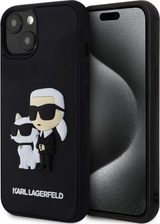 Produktbild Karl Lagerfeld Hülle 3D Rubber Karl & Choupette, Schwarz Series (Apple iPhone 15 Plus)
