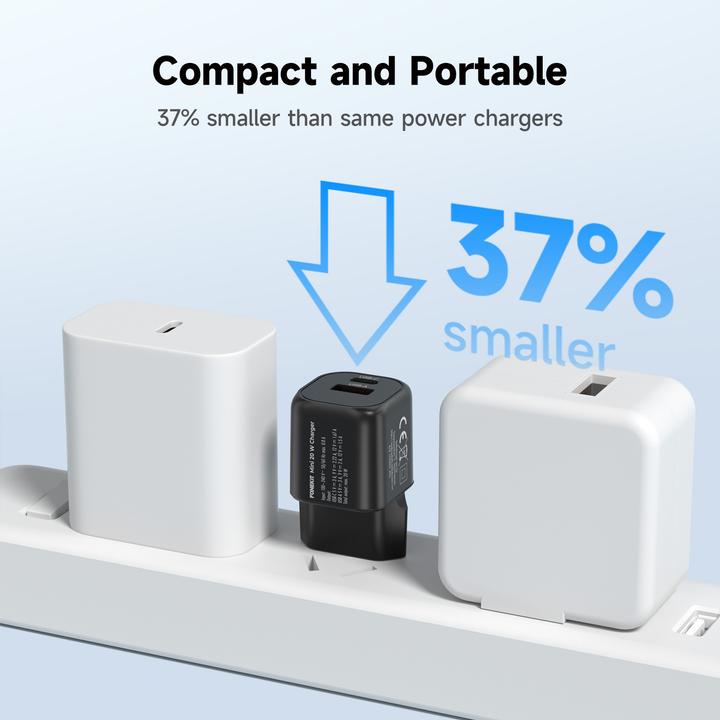 Image du produit FoneKit Mini 20W USB-C + USB-A Charger, black (20 W, 2 ports)