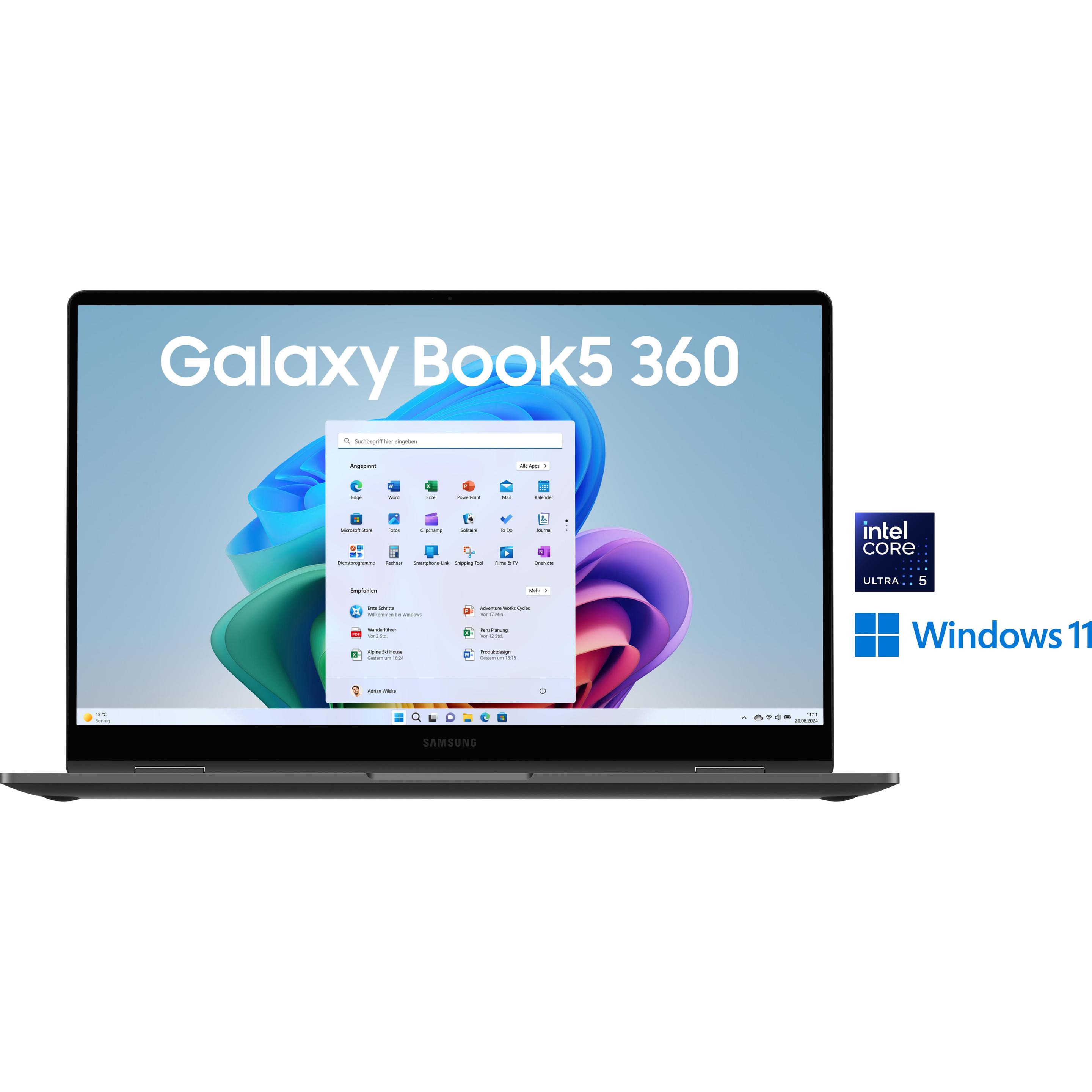 Thumbnail - Samsung Galaxy Book5 360 (15.60", Intel Core Ultra 5 226V, 16 GB, 512 GB, DE), Notebook, Grau