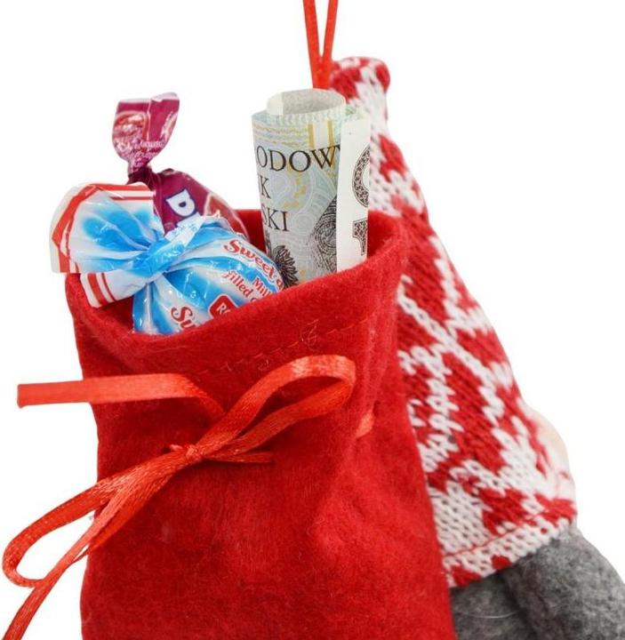 Produktbild Saska Garden Mikołajek Dekoracyjny Z Workiem Na Prezent 15cm Szary