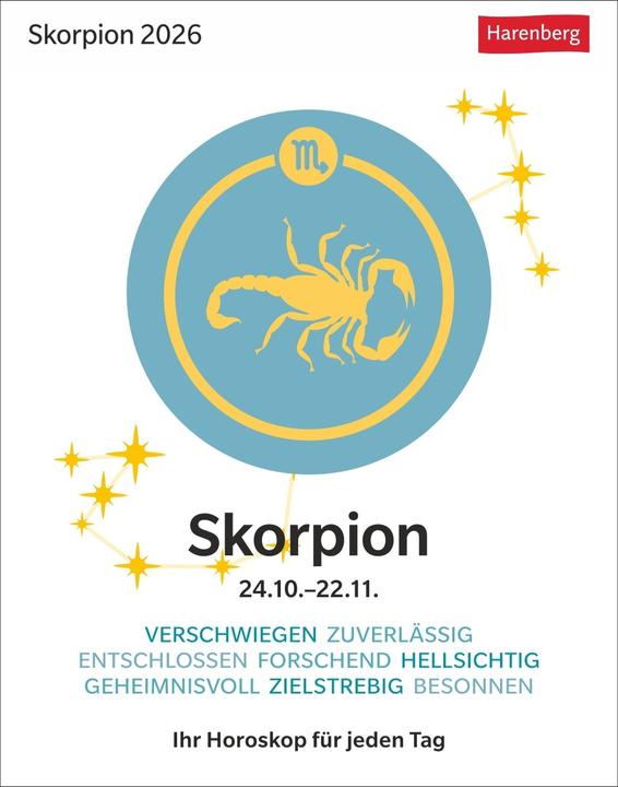 Energie-Label Harenberg Skorpion Sternzeichenkalender 2026 - Tagesabreisskalender - Ihr Horoskop für jeden Tag (Deutsch)