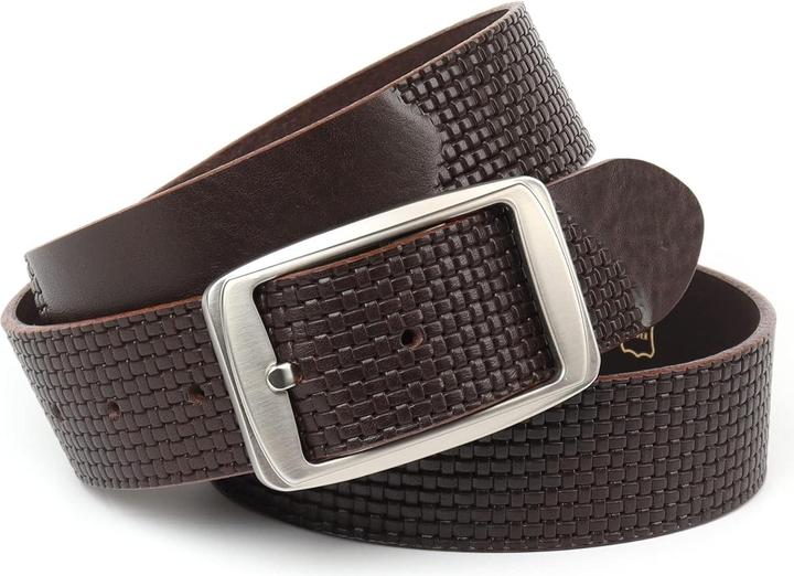 Actual product image Anthoni Crown Unisex Leather Belt with Buckle System, Adjustable Length, 4 cm Width