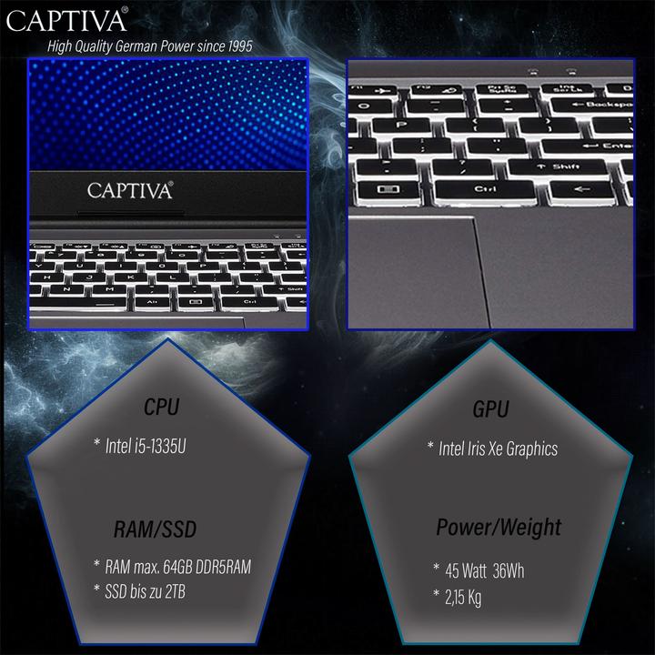 Produktbild Captiva Power Starter I99-004GE Core i5 - (17.30", 1000 GB, 32 GB, DE, Intel Core i5-1335U)