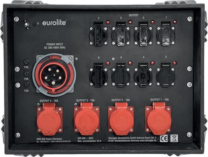 Actual product image Eurolite SBM-63B Power distributor (CEE 16/3, CEE 16/3)