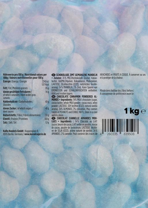 Produktbild KoRo Mandelkerne umhüllt mit Milchschokolade und Zimt (1000 g)