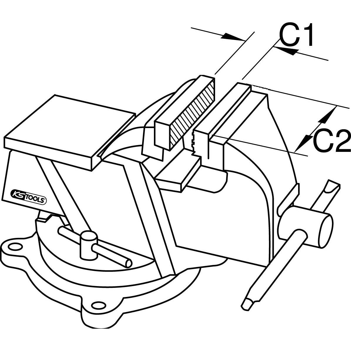 Thumbnail - KS Tools, Schraubstock + Zwinge, BRONZEplus Parallel-Schraubstock, mit Drehteller, Spannweite 170 mm (170 mm)