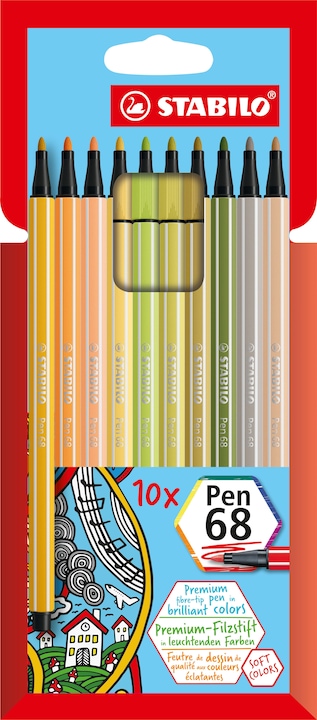 Actual product image STABILO Pen 68 Premium felt-tip pen (Multicoloured, Multicolor, 10 x)
