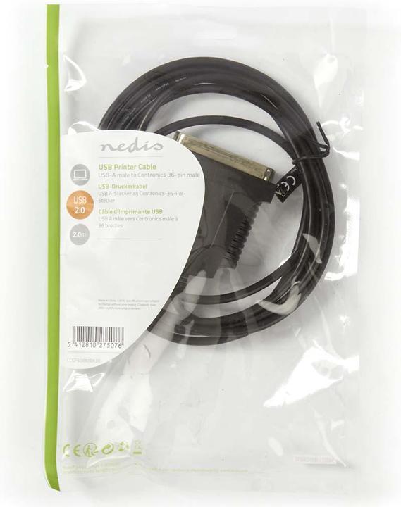 Actual product image Nedis Centronics printer cable USB A plug - 3 pieces