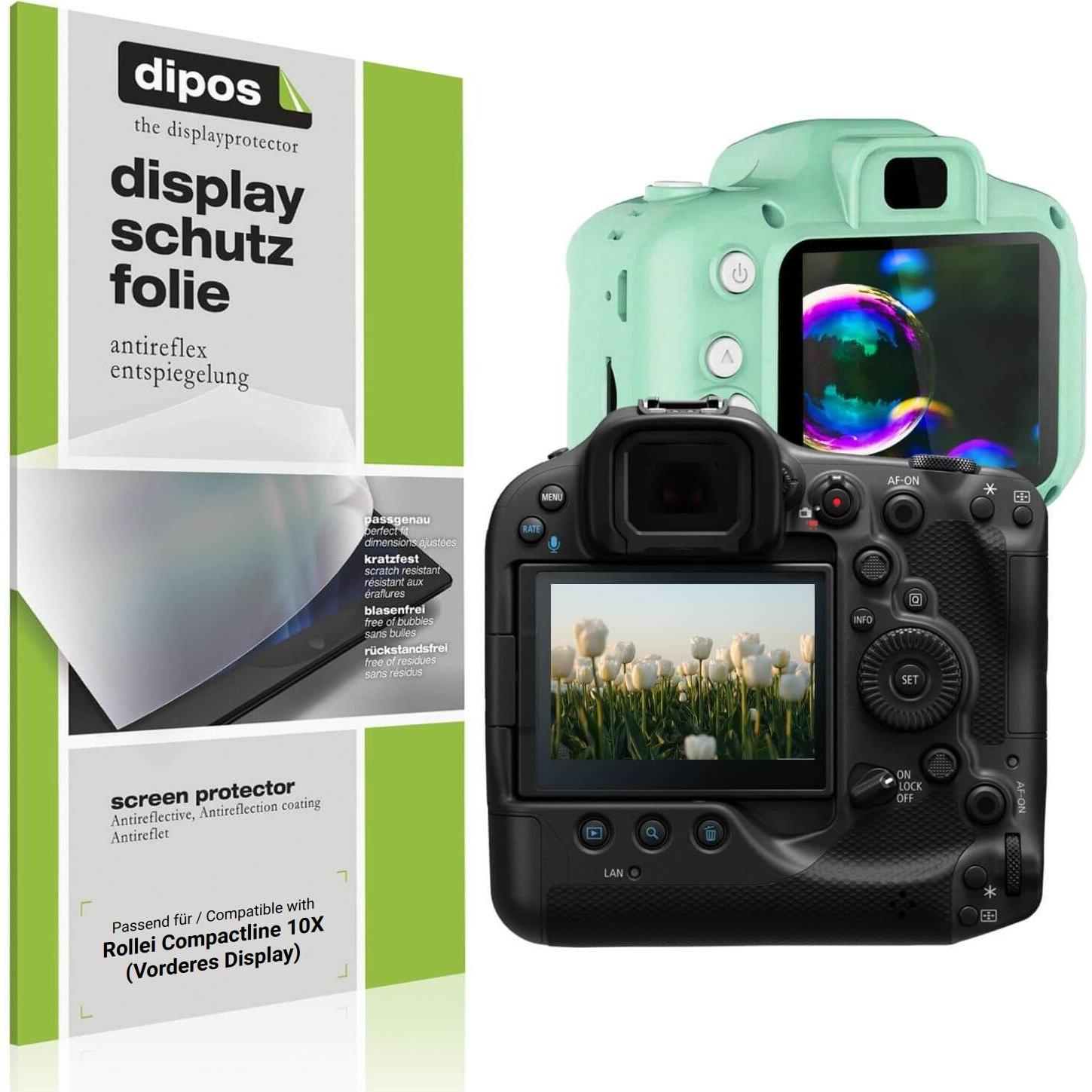 Dipos Schutzfolie Matt für Rollei Compactline 10X (Vorderes Display) (Displayschutz), Kameraschutz, Transparent
