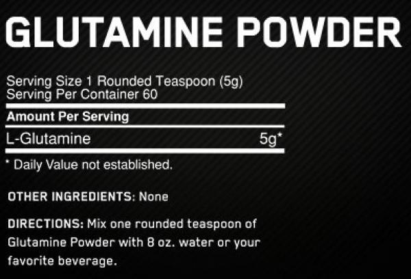 Nutritional values and ingredients Optimum Nutrition Glutamine Powder (Neutral, 1 pcs., 600 g)