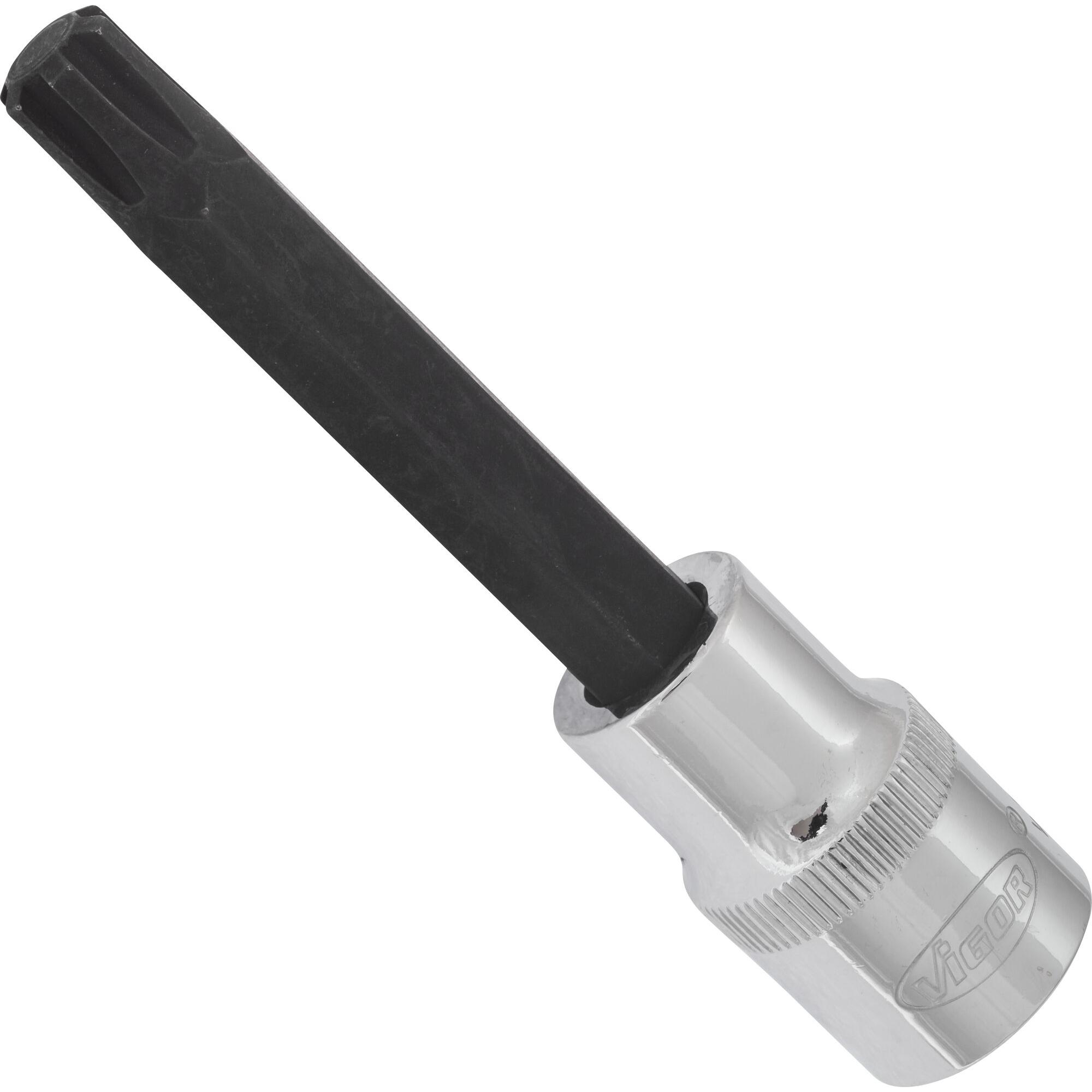 Vigor, Steckschlüssel + Stecknuss, RIBE Schraubendreher-Einsatz ∙ V2216 ∙ Vierkant12,5 mm (1/2 Zoll) ∙ Innen Keilprofil ...