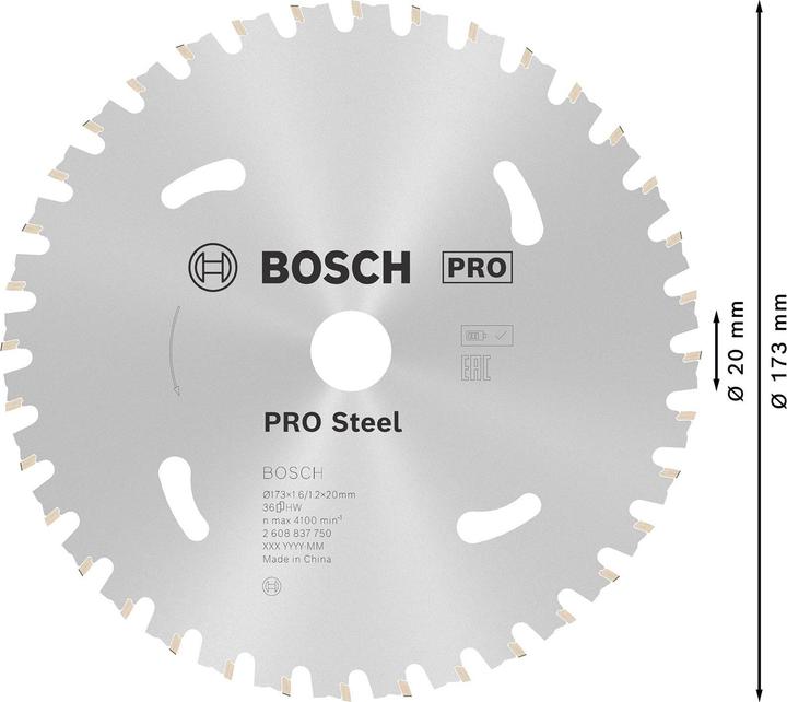 Produktbild Bosch Professional Zubehör PRO Steel cordless Kreissägeblatt, 173 x 1,6 x 20 mm