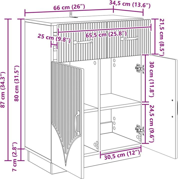 Produktbild vidaXL Buffetschrank (34.50 x 66 x 87 cm)