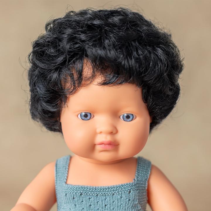 Produktbild Miniland Puppe Schwarze Locken Mädchen 38cm Body Führen Colourful