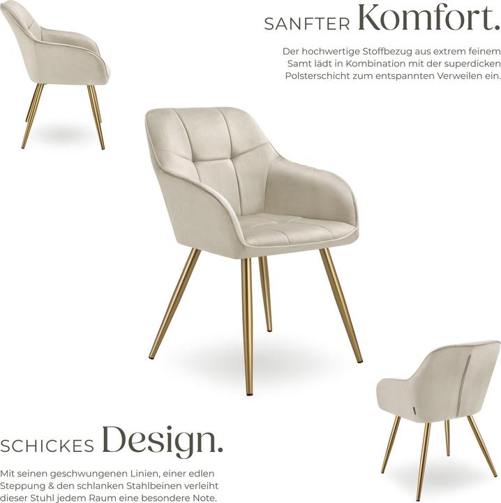 Actual product image tectake chair Marilyn, velvet look, quilted