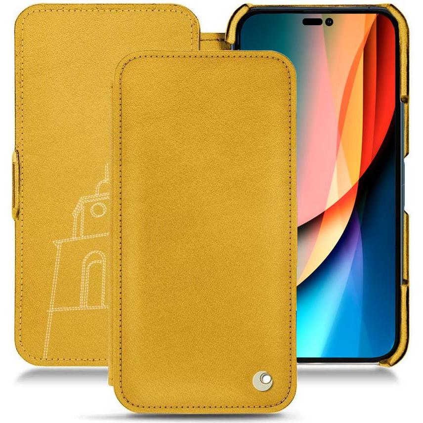 Noreve Lederschutzhülle horizontal (Apple iPhone 14 Pro), Smartphone Hülle, Orange