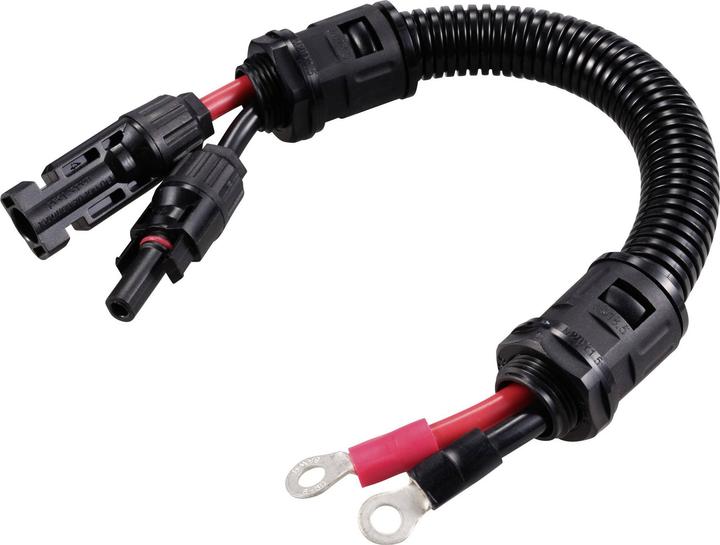 Actual product image Tru Components Solarstecker auf M6-Ringkabelschuh Kabellänge 250 mm TC-12195640 Schwarz, Rot T (Solar connector)
