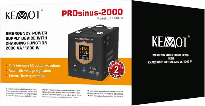 Produktbild Kemo Unterbrechungsfreie Stromversorgung 1200W 12V/230Vac PROsinus-1200 (2000 VA, 1200 W)