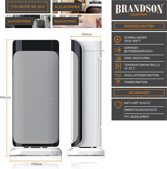 Actual product image Brandson Fan heater (2000 W)