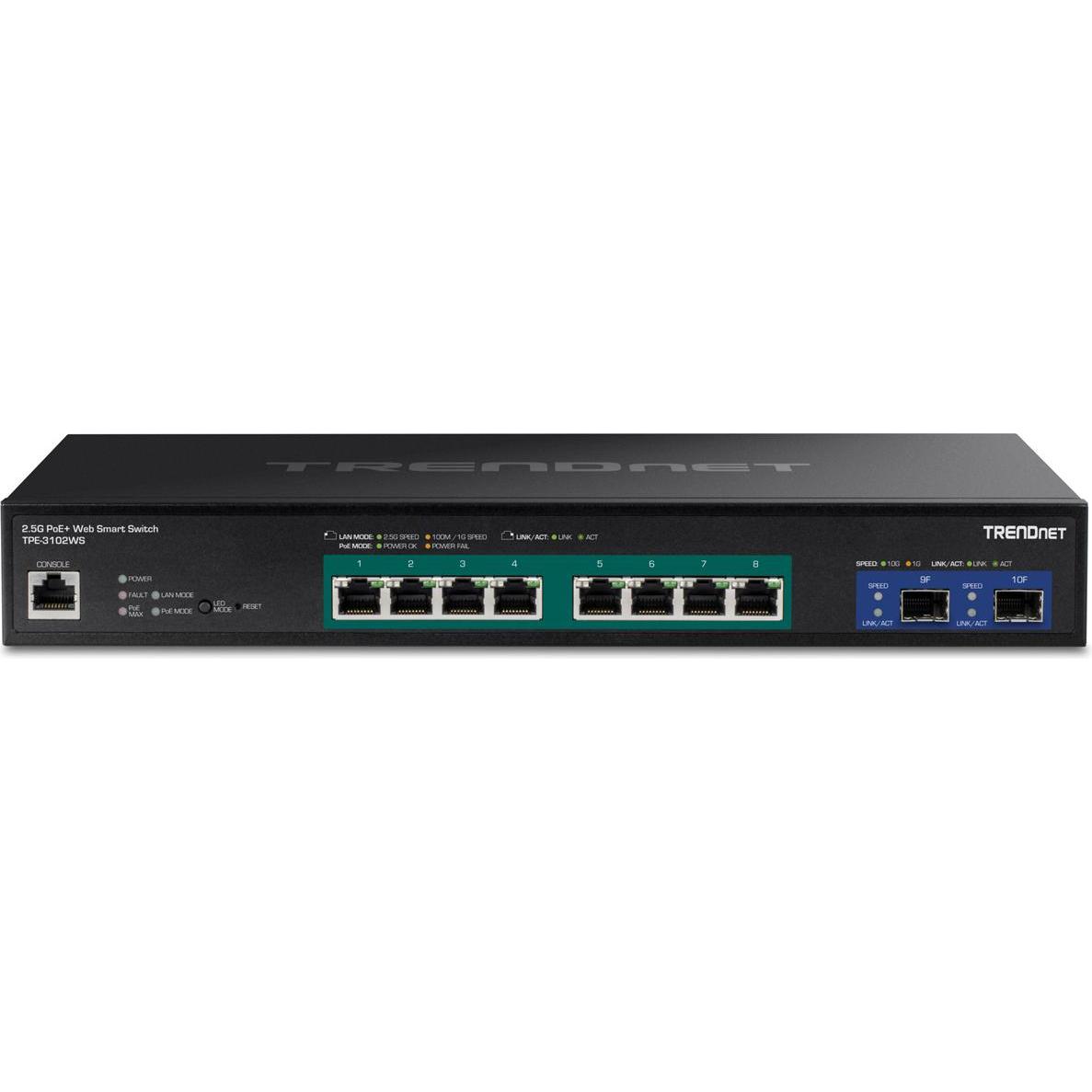 Thumbnail - Trendnet TPE-3102WS (10 Ports), Netzwerk Switch, Schwarz