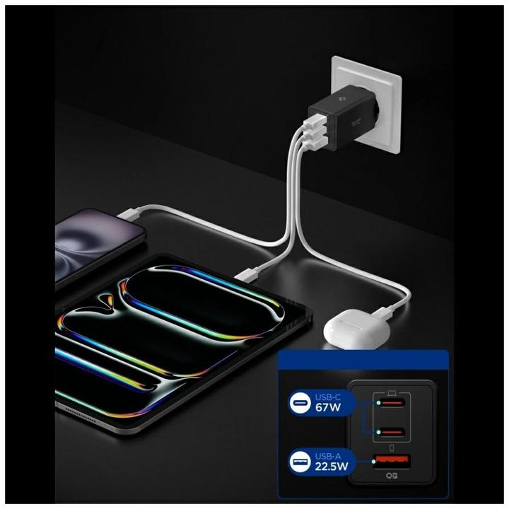 Immagine prodotto Spigen Essential 67W Wall Charger EE673EU black (67 W, 3 porte)