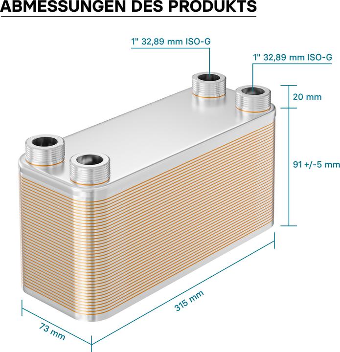 Produktbild Wiltec Edelstahl Wärmetauscher 40 Platten 230 kW Plattenwärmetauscher Wärmeüberträger