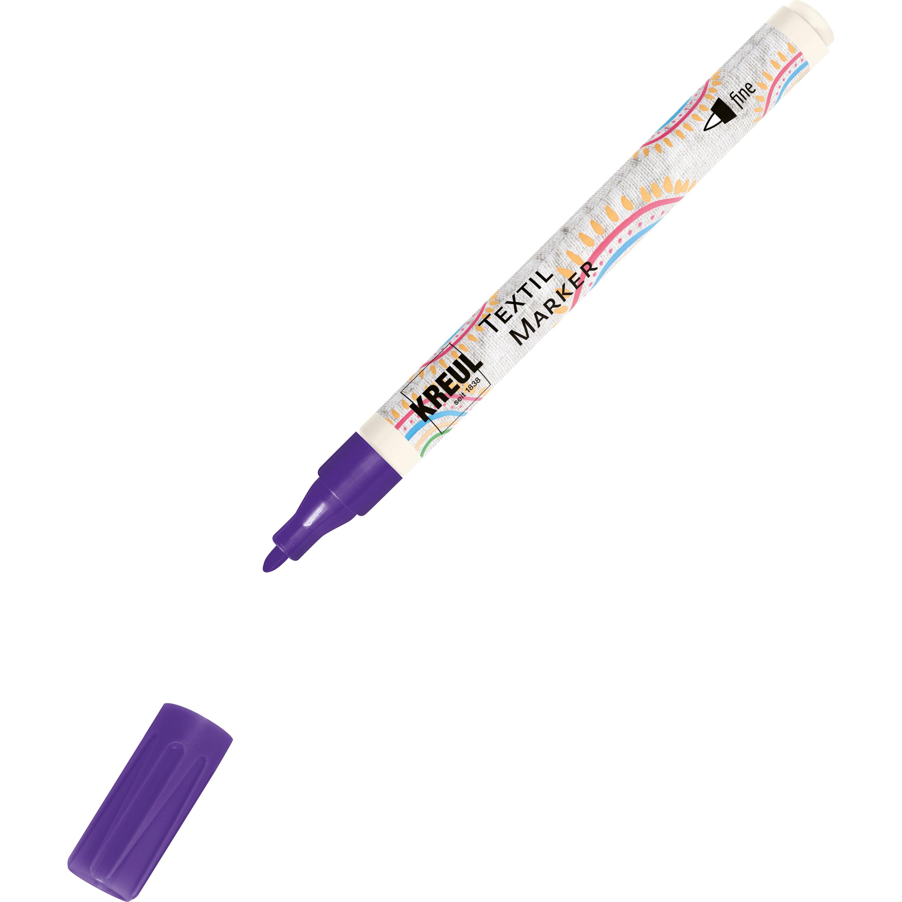 Kreul, Marker, Stoffmalstift, Textilmarker Javana texi mäx Sunny fine für helle Stoffe (Violett, 2 mm)