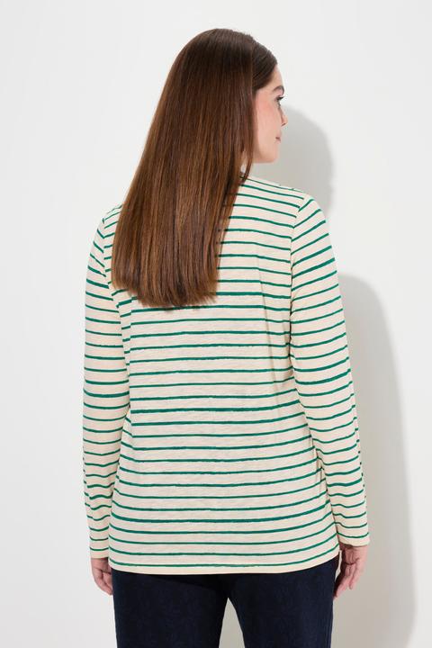 Immagine prodotto Ulla Popken Maglia con righe, scollo rettangolare, maniche lunghe e cotone biologico (50, 52)