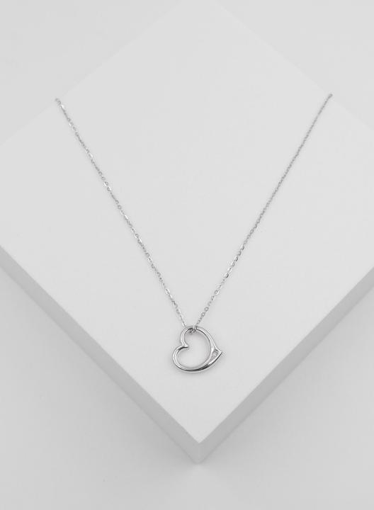 Actual product image Muau Pendant heart white gold 750 diamond 0.005ct. 12x12mm (White gold)