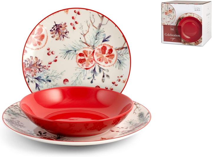 Image du produit Lilie H&H Servizio Tavola Natalizio 18 Pezzi Celebration Rosso (18 pcs)
