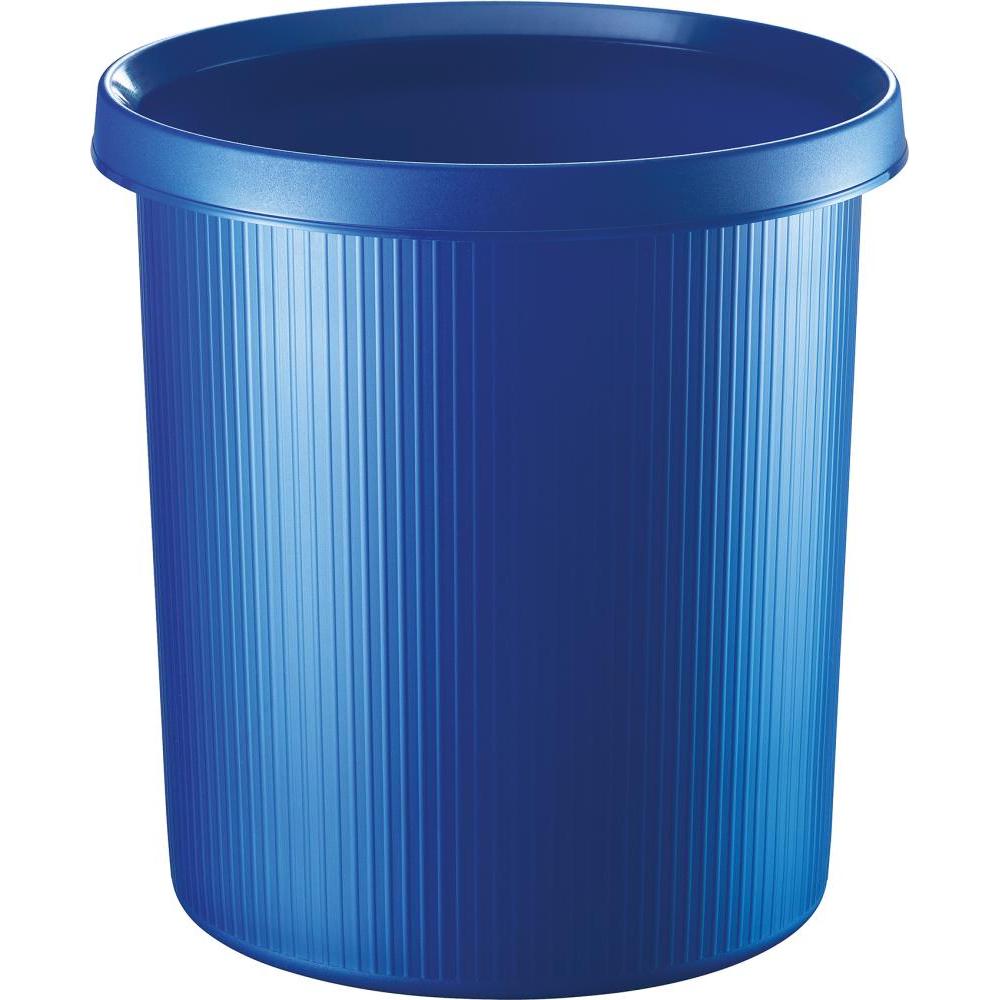 Helit Kunststoff-Papierkorb mit Streifendesign, Abfalleimer, Blau