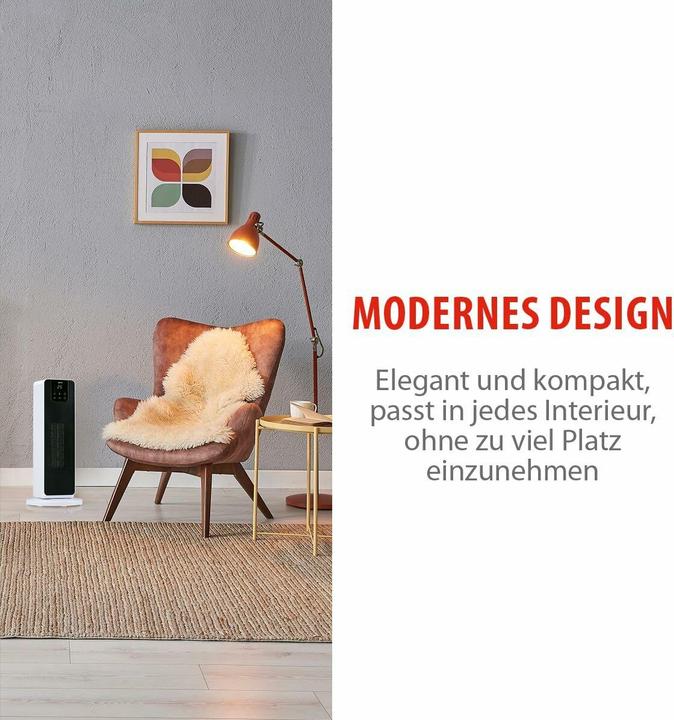 Produktbild alpina Turmheizlüfter PTC-2702L, 2000 W, mit Fernbedienung, schwarz-weiss (2000 W)