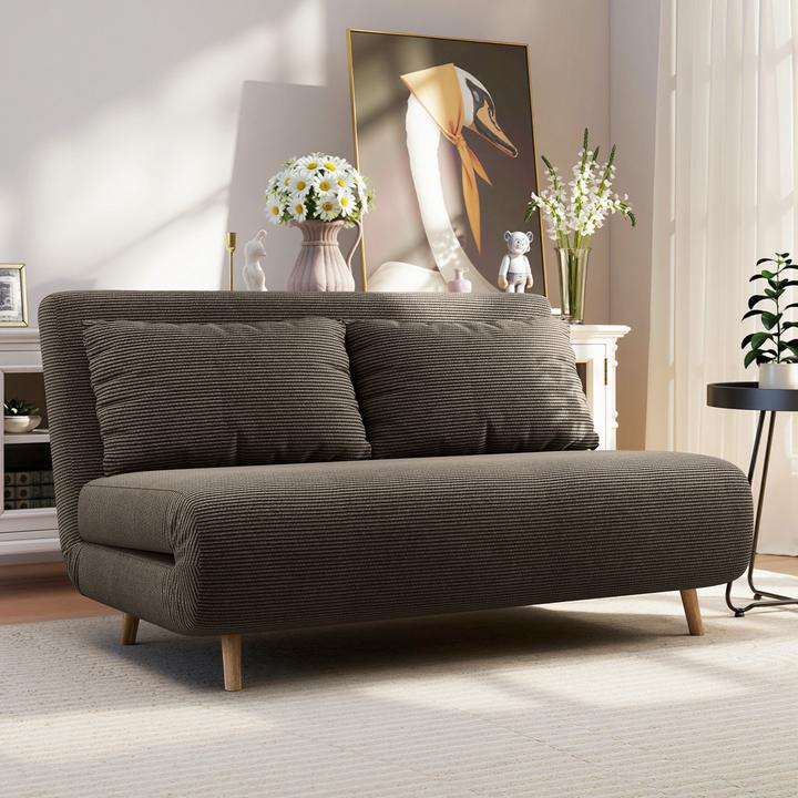 Produktbild Homcom Schlafsofa Polyester, Buchenholz Kaffee-Braun