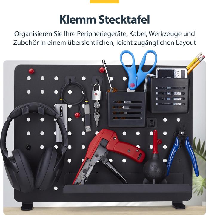Image du produit StarTech .com 1612B-DESK-PEGBOARD, Black, 420 mm, 48.5 mm, 320 mm, 2.6 kg, 456 mm