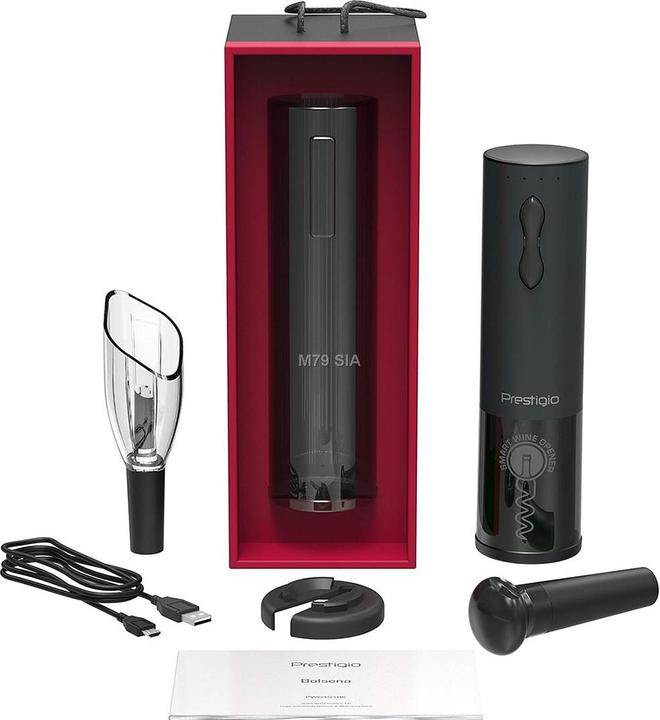 Produktbild Prestigio Bolsena elektrisches Weinöffner-Set matt black retail (Elektrischer Korkenzieher)