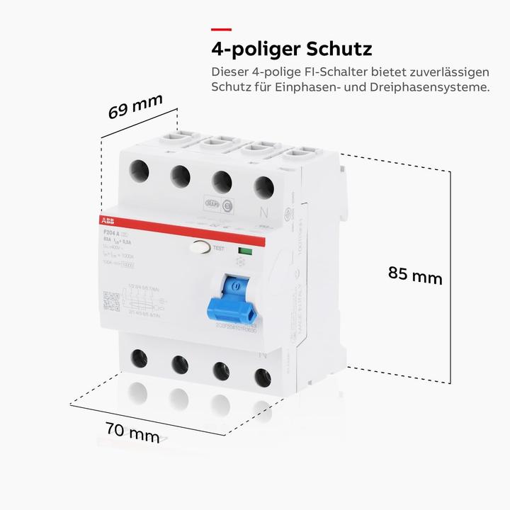 Image du produit ABB RCD, F 204, 4 POLE