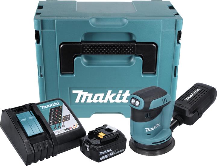 Produktbild Makita DBO 180 RT1J 18 V Akku Exzenterschleifer + 1x Akku 5,0Ah + Ladegerät + Makpac (Exzenterschleifer)