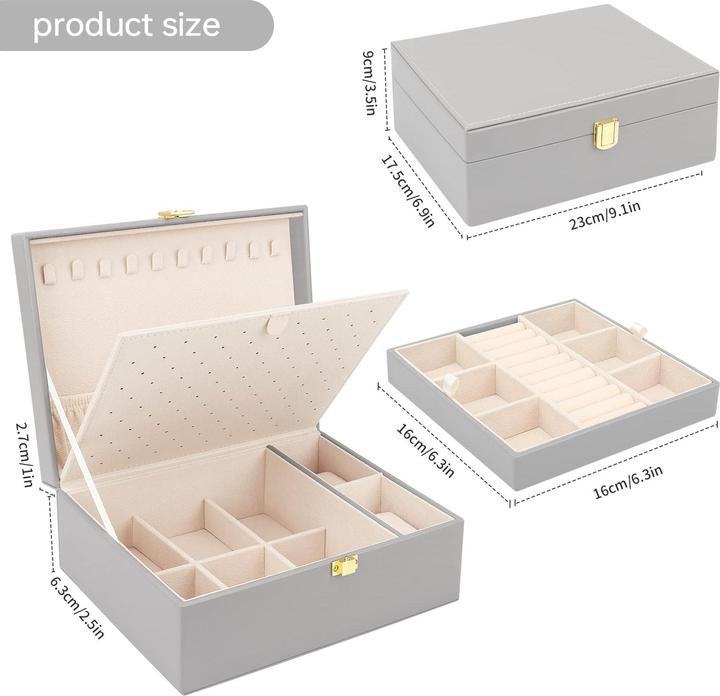 Produktbild Only-Bags.Store Schmuckkästchen für Halsketten, Ohrringe, Armbänder, Ringe, Uhren, mit abnehmbaren