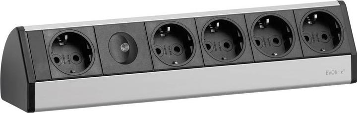 Productafbeelding Evoline 93000013 Meervoudige wandcontactdoos zwart, zilver aardcontact 1 st. (4 x, CEE 7/3, 3 m)