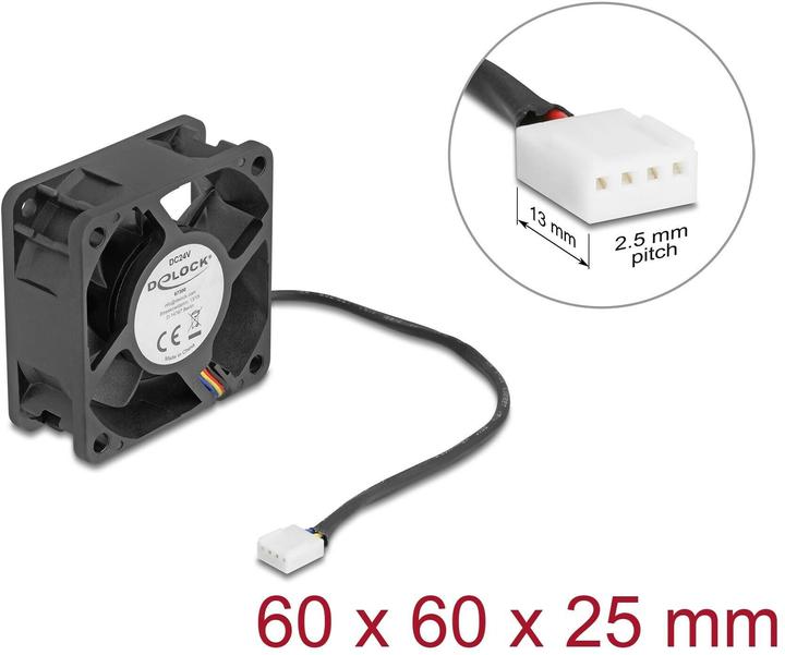 Produktbild Delock Axiallüfter 24 V DC, 60 x 60 x 25 mm schwarz (60 mm, 1x)