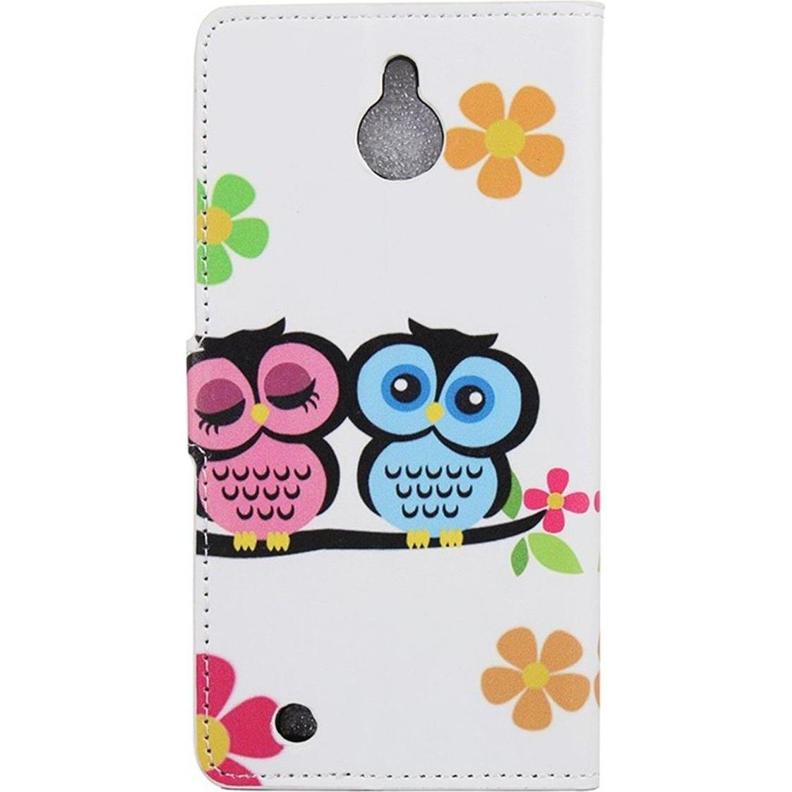 König Design Handy Hülle Schutz Case Cover Wallet für Microsoft Lumia 850 Eulen Paar Verliebt (Microsoft Lumia 850), Sma...