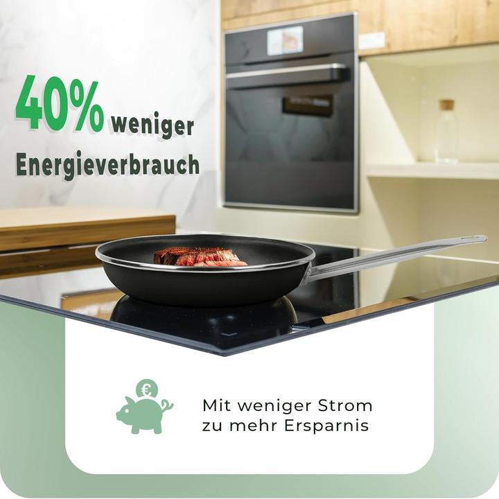 Produktbild Novaliv Energiesparpfanne 28 cm Einsparung bis zu 40% - Emaillierter Stahl, Antihaft Beschichtung in (24 cm, Bratpfanne)