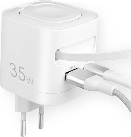 Produktbild fontastic 35W GaN Netzteil mit einziehbarem Kabel iWatch (35 W, 3 Ports)