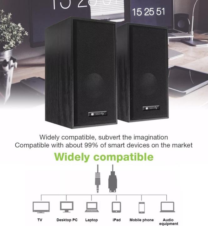 Immagine prodotto Techly Set di altoparlanti in legno per notebook