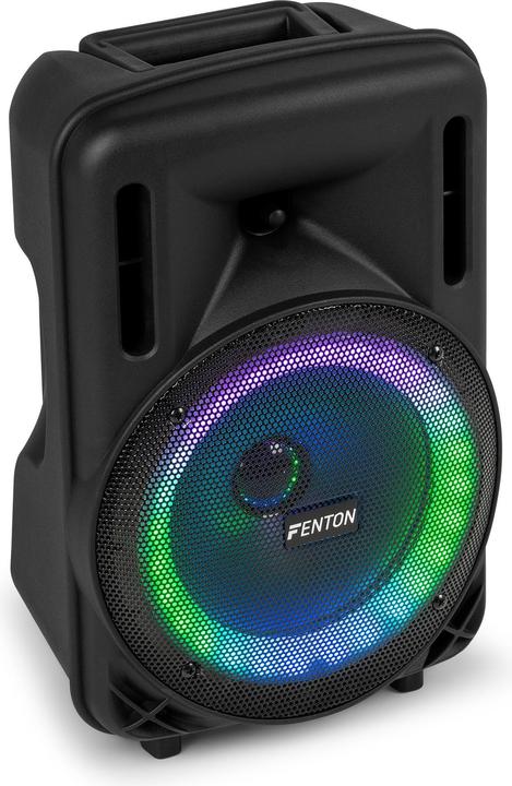 Actual product image Fenton Speaker Bluetooth - FT08LED MK2 karaoke box met LEDâ€™s, accu en microfoon - Voor (Active)